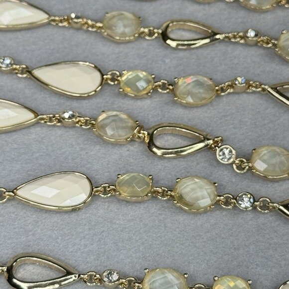 Anne Klein Necklace Gold Tone Faceted Cream Teardrop Beads Foil Backed Cabochons - Picture 10 of 14